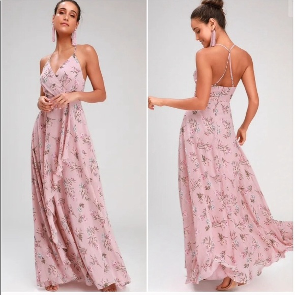 Lulus Dresses & Skirts - Lulu’s Romance Abound Mauve Pink Floral Maxi Dress